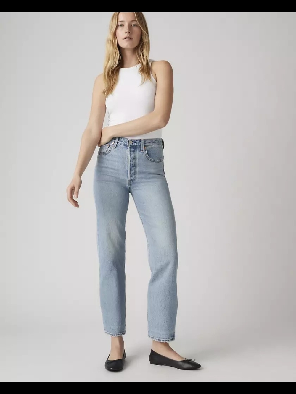 Levi's Light Blue Ribcage Straight Ankle Jeans